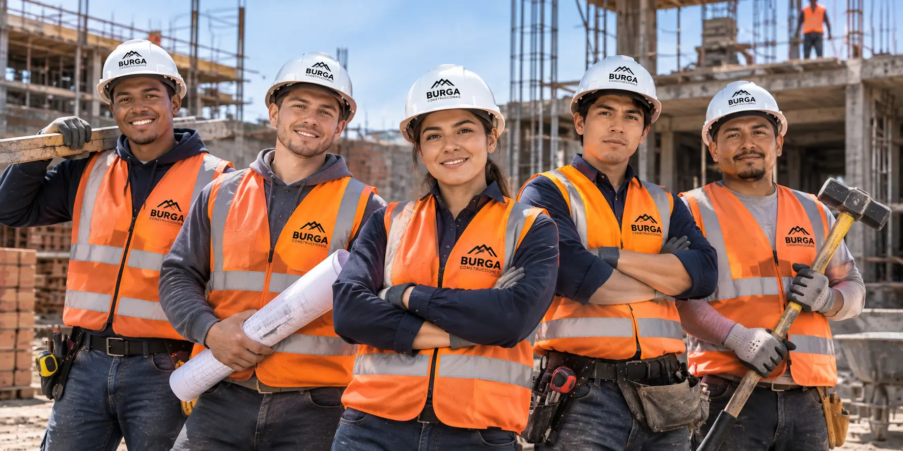 Equipo trabajando en una obra